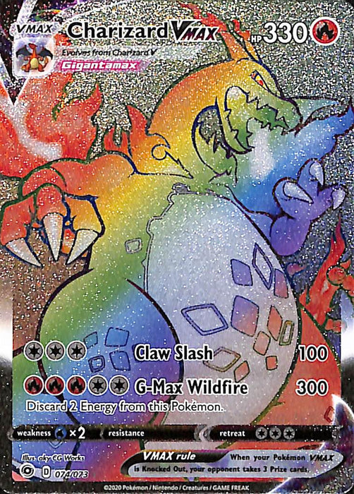 Pokemon TCG: Sword & Shield Champions Path 74/73 Charizard VMAX (Rainbow Rare) - Collect Marvel