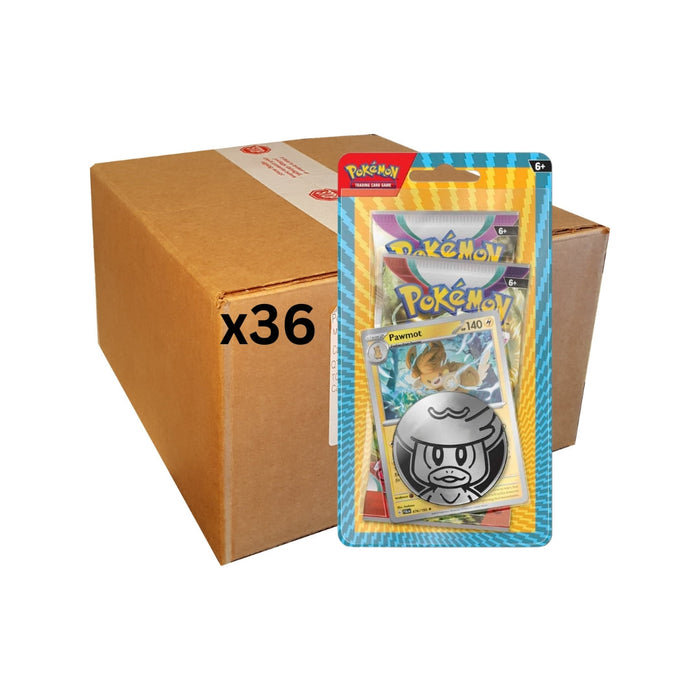 Pokemon TCG: Pawmot Card with 2 Booster Packs and Coin - Sealed Case of 36 - Collect Marvel